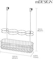 Vista 4 de mDesign - Cesta de almacenamiento para colgar en la puerta, para secadora de cabello, planchas, rizadores, alisadores de pelo, cepillos, artículos