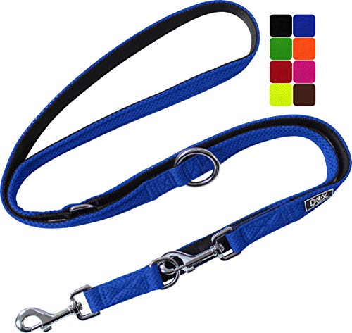 DDOXX Hondenlood Air Mesh, Verstelbaar 3 lengte, 2m | vele kleuren en maten | voor kleine, middelgrote en grote honden | Leash training lopen lange korte sterke dubbele einde kat puppy huisdier kitten | Blauw, M