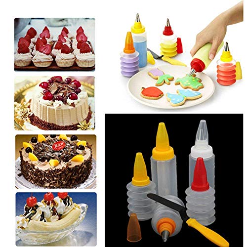 LOHOME Dessert Cookie Cupcake Squeeze Bottles Icing Piping Bottle Kit DIY Spatula Cake Baking Tool
