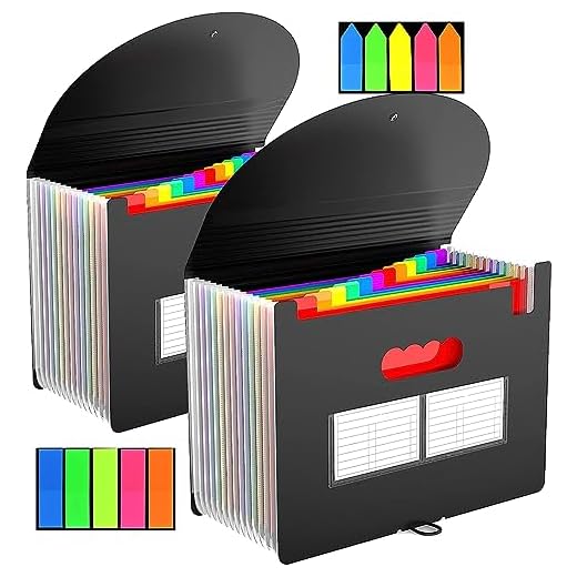 2 Piezas Carpeta de Documentos A4, Carpetas Archivadoras Expandible 13 Bolsillos Portátil Organizador de Carpetas Acordeón Carpeta Separadores Archivador A4 para Oficina, Escuela