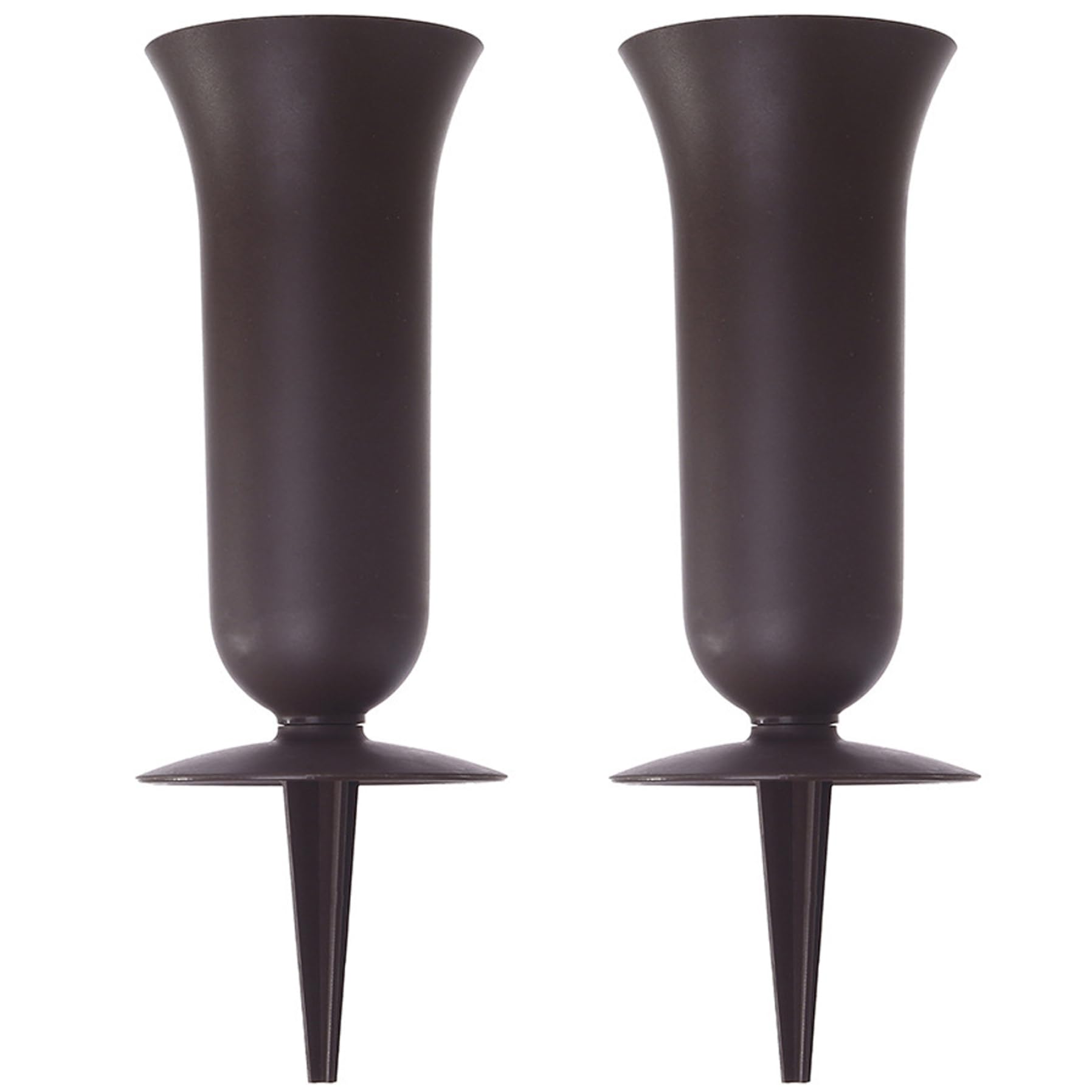 Qoidrfofse 2 Pcs Cemetery Vases with Spikes, Plastic Grave Flower Holder, Outdoor Memorial Vases for Secure Headstone Installation, Dark Brown