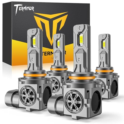 Termitor 9005 9006 Bulbs Combo, 100,000LM 1200% Ultra Bright, True 1:1 Mini Halogen Size, Plug and Play No Adapter, HB3 HB4 Fog Light Conversion Kits, 85000+ Hours Lifespan, Pack of 4