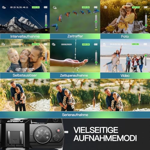 NBD-5K-Digitalkamera-64MP-mit-Autofokus-16X-Zoom-3-180-klappbarem-Display-WiFi--Inkl-WeitwinkelMakro-Linse-Mikrofon-64GB-Karte-2-Akkus-Schwarz | Dealmeister.io Alt tag für bilder post titel