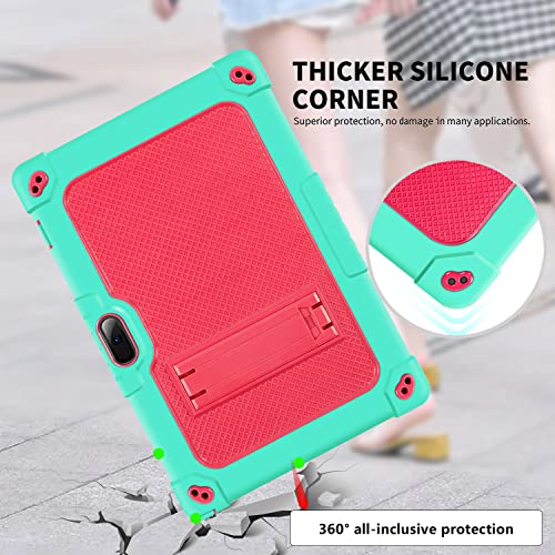 Doemoil For Vankyo Matrixpad S10 Tablet Case Yqsavior Cupeisi Coopers Yq10S Vivimage A10 A38 Zzb Zb10 Zb01 Aoyodkg A38 Byandby Byyq10S 10.1" Case Built In Kickstand Shoulder Strap Shell (Green+Pink) #TOP3