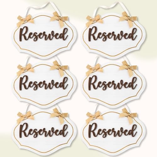 Reserved Seating Signs For Chairs - 6 Pcs Row Reserved Signs For Wedding Chairs, Wood Church Reserved Chair Signs For Wedding Ceremony Decoration