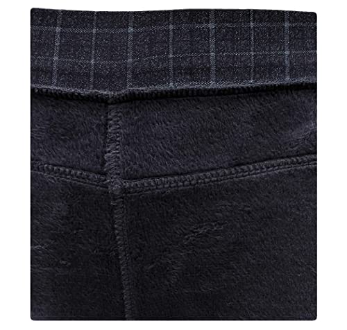 Sockenhimmel leichte Winterhose Damen gefüttert mit Polarfleece Stoffhose mit Gummibund Karo-Hose (Grau, 44-46)