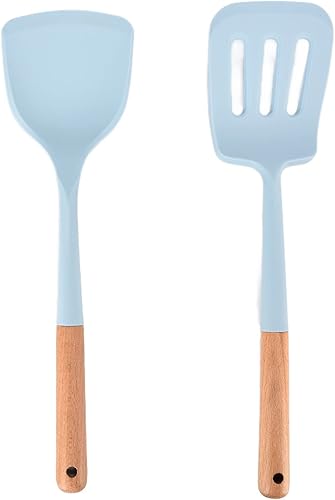 Miniatura 7 de 12PCS Silicone Kitchen Utensils Set, Cooking Tools with Wooden Handle, Heat Spatula Spoon Baking Gadgets for Non Stick Pans, Includes 12 for Modern