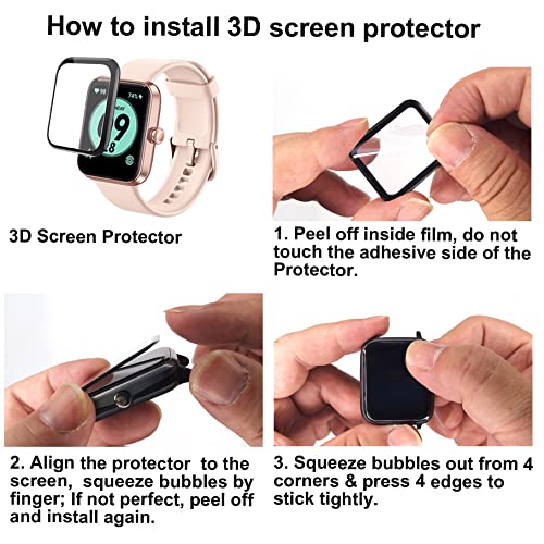 Smaate 3DID207PTR20 3D Screen Protector Compatible With Enomir Id208Bt, Skg V7, And Skg V7 Pro 1.7 Inch Smartwatch, 3-Pack, Full Coverage thumb #3