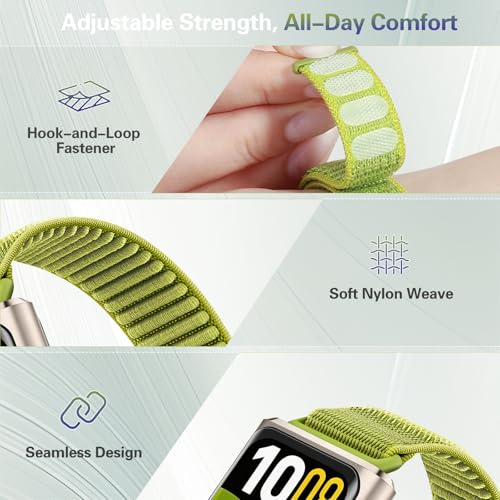 Image of Slim Nylon Watch Strap Compatible with Huawei Band 11 /11 Pro NFC, Nylon Replacement Band with Hook and Loop Fastener, Soft Breathable Lightweight for Women (No Watch)