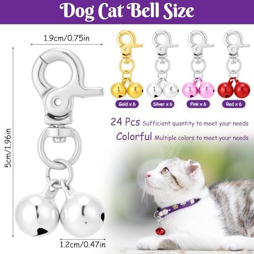 Guiqulai 24 Pack Cat Dog Collar Bells, Pet Small Bells with Clasps Bell for Cat Collar Dog Collar Charms - Pet Pendant Accessories Colourful Christmas Gift - Thumbnail 4