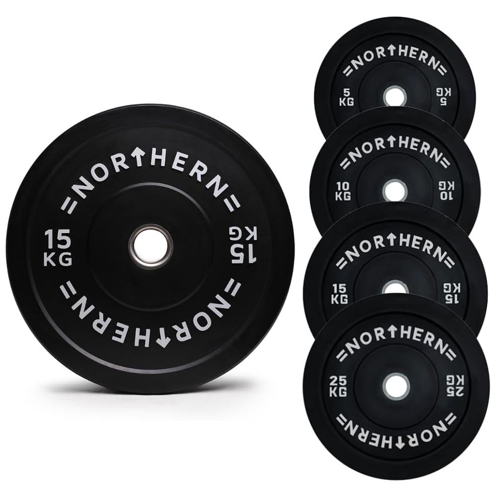 NORTHERN Olympic Weight Plate Disc Rubber Coated Cast Iron Bumper Weight Lifting Plates Set for Deadlift Barbells Dumbbell Bars Strength Training Home Gym Fitness Workout 5,10,15,20,25KG Pair