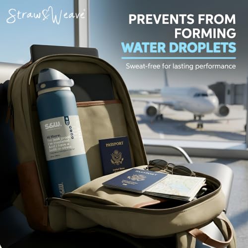 Image of STRAW&WEAVE PureFlow Water Bottle 710 ml Stainless Steel Sports Bottle with Sipper Cap | For Home, Office, Gym, Travelling | Lightweight | BPA Free (Arctic Teal)