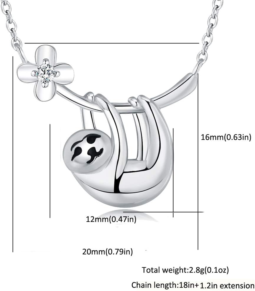 925 Sterling Silver Sloth Necklace Cute Animal Pendant Jewelry Gifts for Women - Image 2