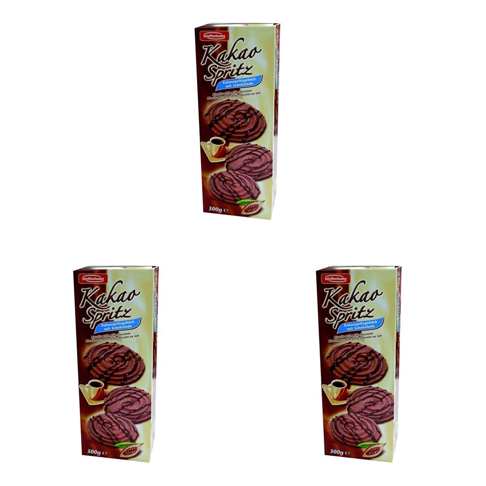 Stieffenhofer Kakao, Spritz Spritzgebäck Kakao mit Schokolade, 300 gramm (Packung mit 3)