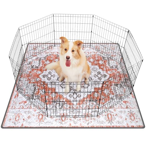 Image of LOOBANI Washable Pee Pads for Dogs, 1 Pack Super Absorbent Reusable Puppy Pads Leakproof Dog Traning Pads, Waterproof Non-Slip Whelping Pad for Floor, Playpen, Crate, Couch-72 x72 (Red-Orange)