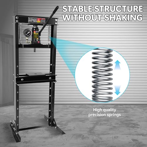 Garveetech WATT3NX6UGYELC1_E5_H_AB7B 12 Ton Shop Press, H-Frame Garage Floor Adjustable Shop Press thumb #4