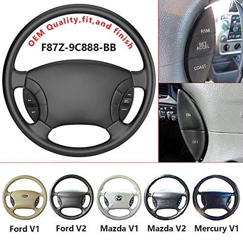 hikotor Steering Wheel Mounted Cruise Control Switch Button Kit with Cable Replacement for Ford Explorer Sport Trac Ranger F150 Mercury Mountaineer Mazda B3000 Fits to F87Z9C888BB SW-5928 F87A9D809BA