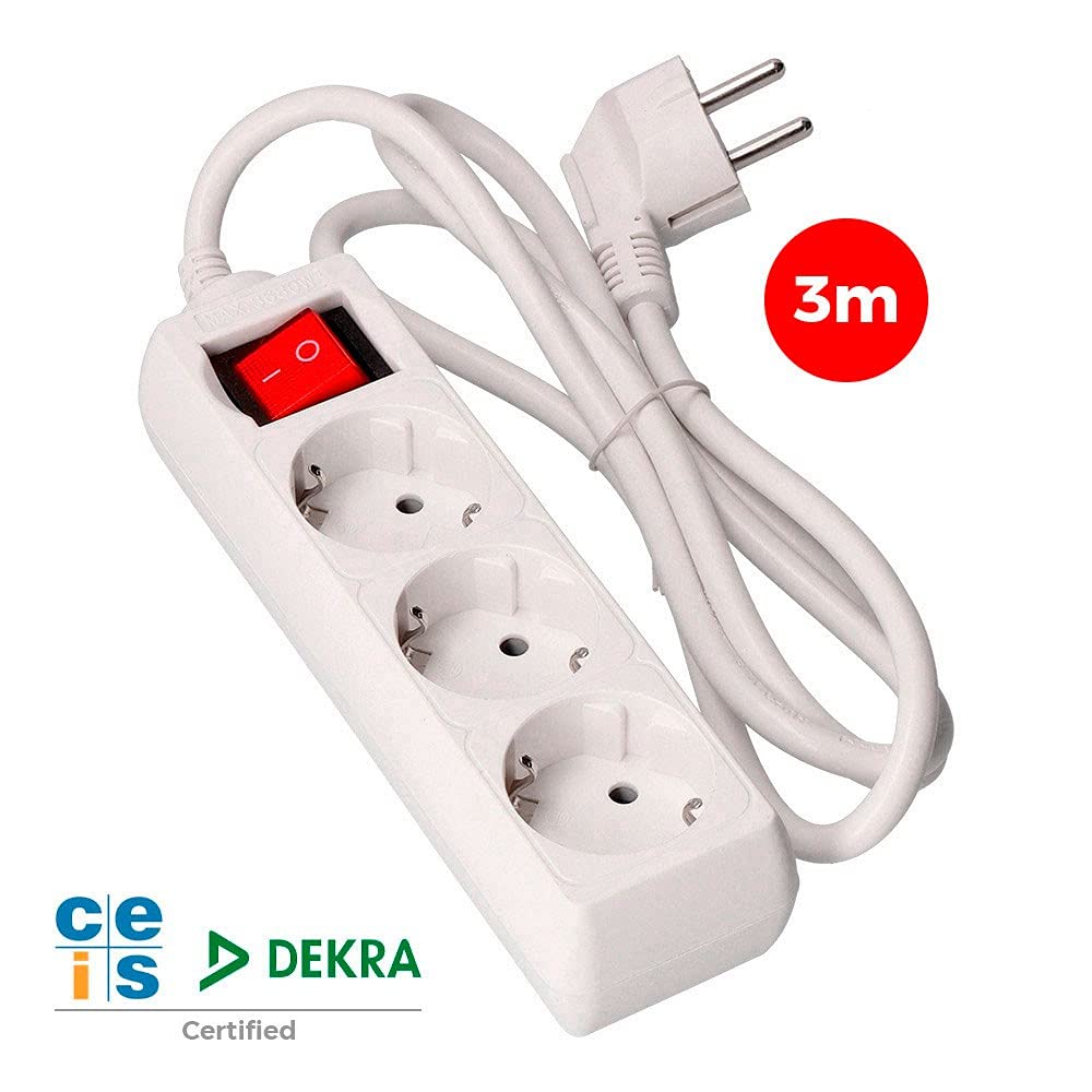 EDM 41043 Base Multiple 3 Tomas T/Tl con Interruptor, Multicolor, 3 m