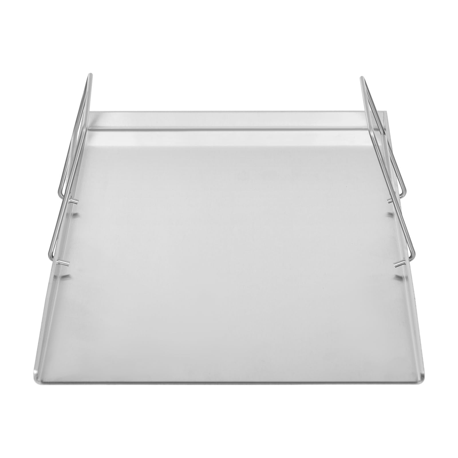 Plancha de acero inoxidable para barbacoa, camping, pícnic, con 2 asas, apta para lavavajillas, inoxidable, para carne, pescado y verduras (plata, 48 x 34 cm)