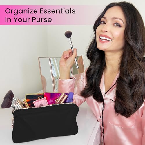 DANCOUR Nylon Makeup Bags for Women Large Preppy Travel Toiletry Pouch Cosmetic Bag Makeup Organizer2