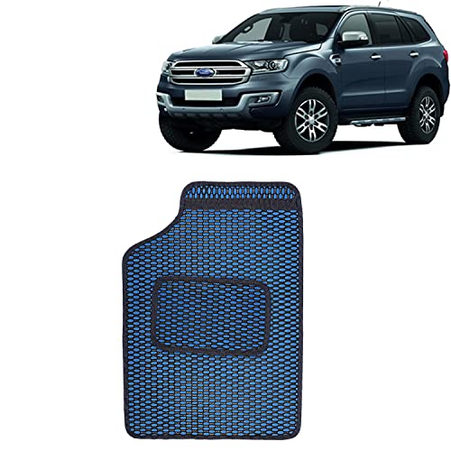Image of Kingsway Dotted Design Car Floor Foot Mats Universal Fit for Ford Endeavour, Model Year : 2015-2018, Water and Dustproof, Color Blue, Set of 5 Pieces