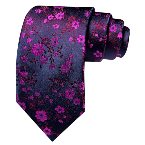 Image of Barry.Wang Men Tie Set Floral Paisley Silk Necktie Pocket Square Cufflinks Formal Wedding Party Business