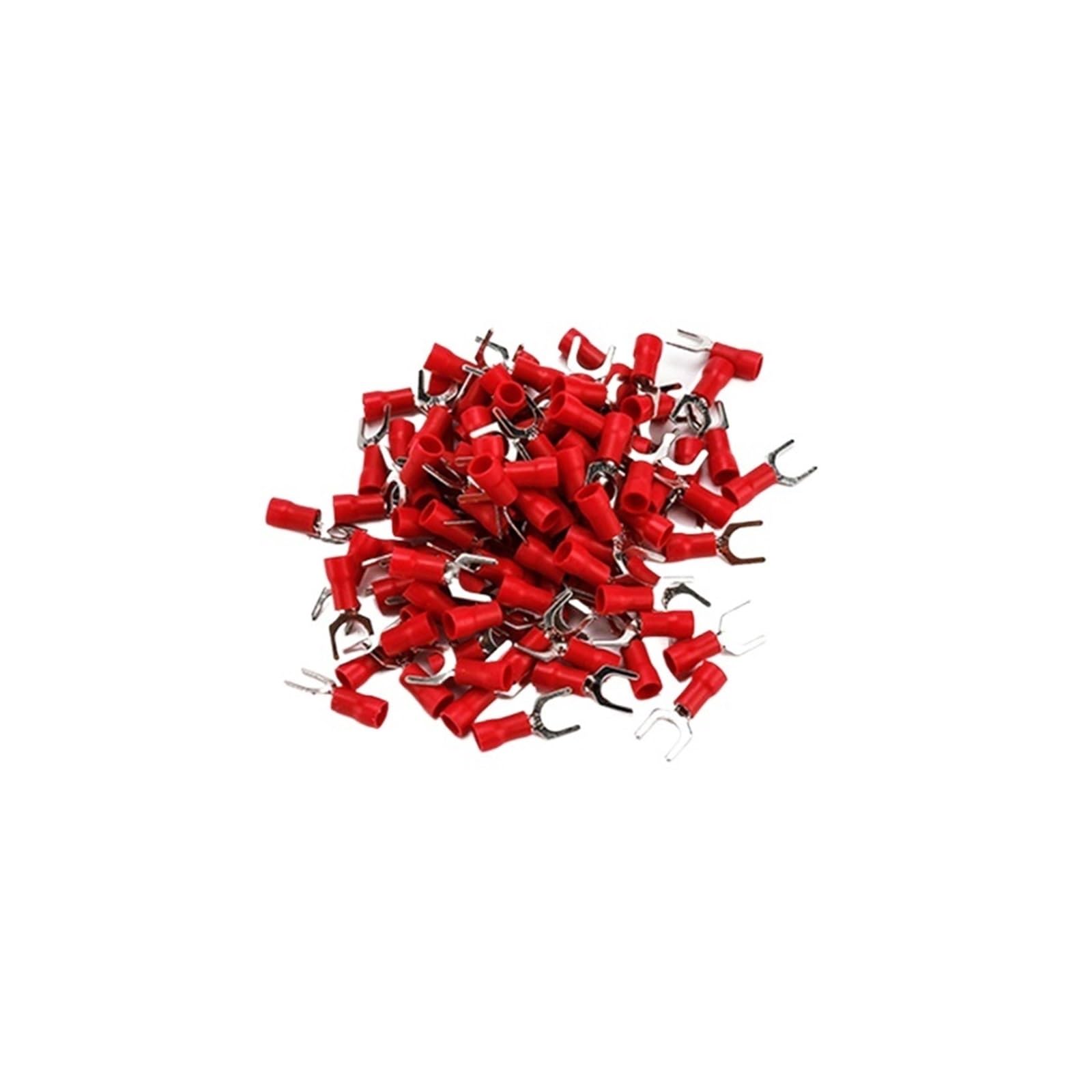 Kabelende Klemmen Steckverbinder, 100 Stück isolierte Ring-Crimp-Anschlussklemmen der RV1.25-Serie for Kabel mit 22–16 AWG, 0,5–1,5 mm(Red 100PCS,RV1.25-4)