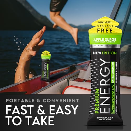Image of NewTrition Extra Strength Energy Shots 1.7 fl oz - 250mg Caffeine with B Vitamins & Amino Acids, Sugar-Free Zero Calorie Vitamin Energy Drink for Focus & Endurance (Pack of 12, 4 Flavors - Mixed 2)