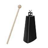 Soulmate Cow Bell Instrument 6 inch Metal Steel Cowbell Noise Makers Cowbell Hand Percussion Cow Bells with Handle Stick for Drumset