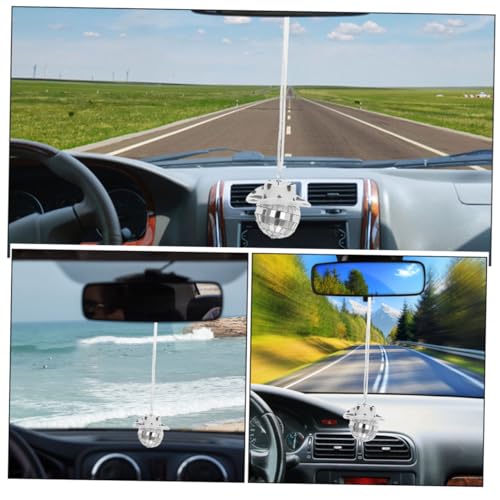 Gatuida - Accesorios para espejo retrovisor de auto: 2 piezas de bola espejada colgante con sombrero de vaquero, decoración disco ball para auto y hogar miniatura 7