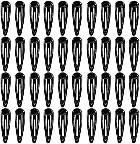 40Pcs Silicone Coated Hair Barrettes for Women, Non-Slip Metal Hair Clip Barrettes, Drop Oil Protection Snap Hair Clips for Kids, Teens, Girls(Black)