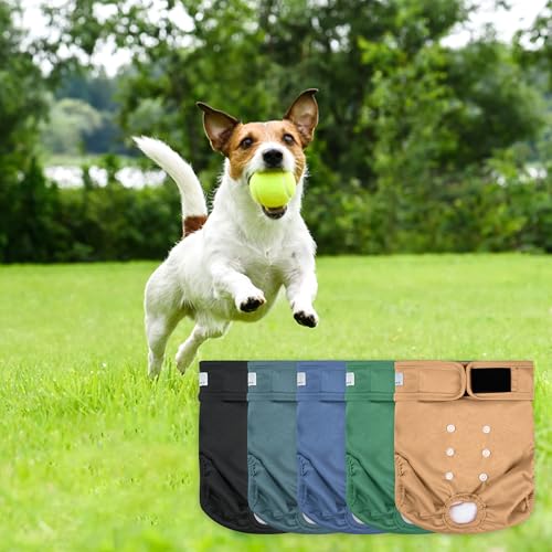 Image of Dog Diapers 5 Pack,Washable Female Diaper for Doggie,Highly Absorbent Dog Diaper,Adjustable Leakproof Puppy Diapers Skirt for Heat,Incontinence,Period Doggy Nappies