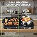 AMZCHEF Double Induction Cooktop with Removable Griddle Pan Non-stick, 1800W 2 burner Portable Induction Stove With Sensor Touch 9 Power Levels, 99 Min Timer, Black