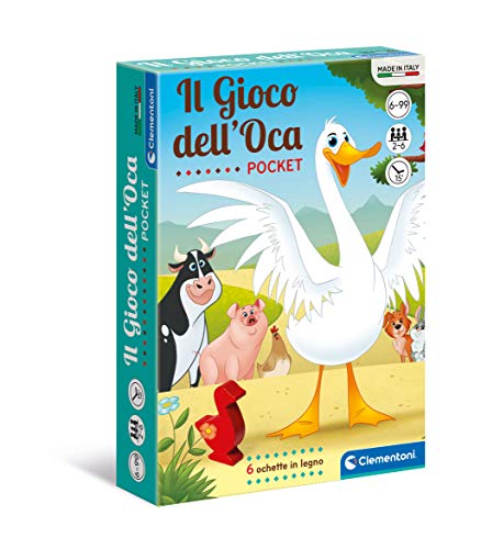 Clementoni dell'Oca-Pocket-mazzo, carte bambini, tavolo, gioco di società per tutta la famiglia, 2-6 giocatori, 6 anni+, Made in Italy, Multicolore, 16295