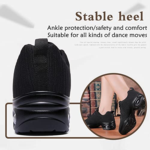 Ruybozry Women's Jazz Breathable Air Cushion Split Sole Athletic Walking Lace Up Dance Sneakers,Model Xlfz1902,Black,Us 7.5 #TOP2