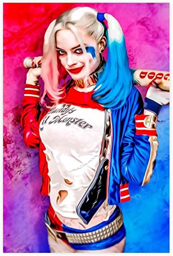 BLUSSO Lienzo de fotos Póster de película de Harley Quinn impresiones artísticas para pared...