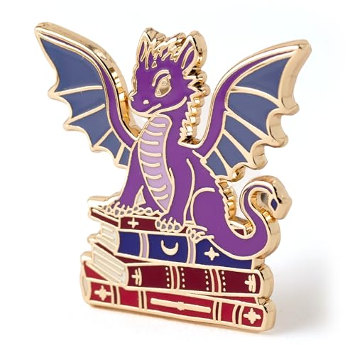 Fantasy Dragon Book Lovers Pin: Enchanted Dragon Fantasy Book Hard Enamel Pin - Literary Collection Gift