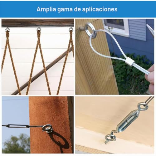 Miniatura 7 de 10 Tornillos M8 Acero Inoxidable, Anillos Largos, Tuerca 60 Mm, Ojo M8, Gancho Fijación, Colgar Interior-Exterior
