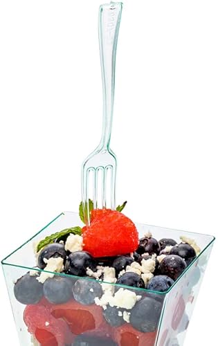 Miniatura 1 de Restaurantware Mini tenedores de 4 pulgadas, 100 tenedores desechables pequeños, par de alta resistencia con postres o muestras Seagreen de plástico