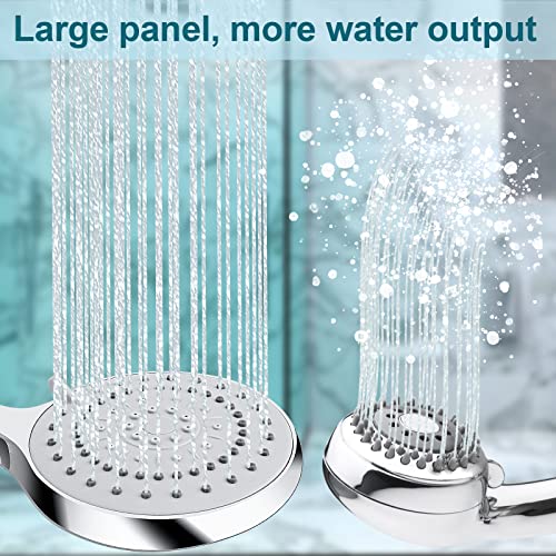 Handheld Shower Head With Hose And Hook: High Pressure Showerhead, 5 Settings, Mayyaya Rainfall Shower Heads- Large Panel, High Flow Shower Heads, Built-In Power Wash To Clean Tub, Tile & Pets, Chrome #TOP3