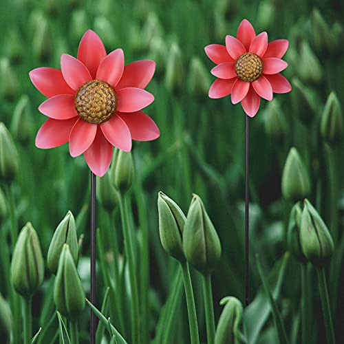 Wonder Garden Wind Spinner 2 Pack Little Red Flowers 6 Inch Wind Spinners Outdoor Metal Clearance Wind Spinners For Yard Garden Decoration #TOP6