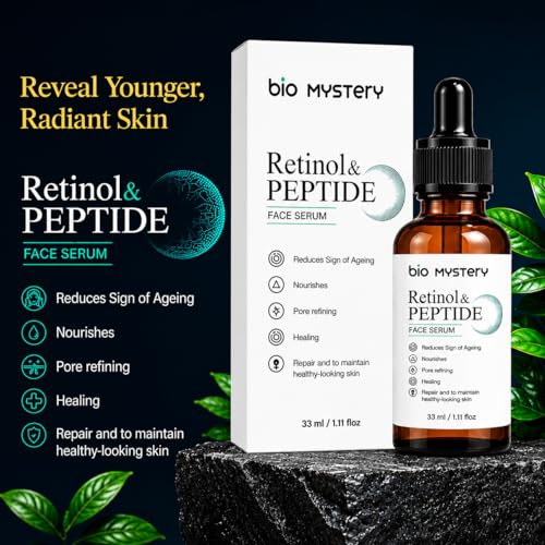 Image of Retinol & Peptide Face Serum | Advanced Anti-Aging Booster for Fine Lines, Sun Spots, Hyperpigmentation & Uneven Tone | 33 ml / 1.11 oz | Firming, Brightening & Rejuvenating Skincare Solution
