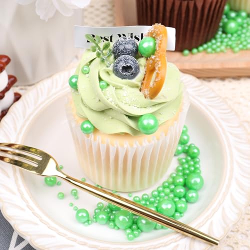Image of Green Sprinkles for Cake Decorating, 130g /4.6oz Edible Green Pearl Sprinkles Mix, Sugar Candy Pearls for Baking, Cookie Decorations and Cupcake Toppings, Wedding Party Christmas Supplies