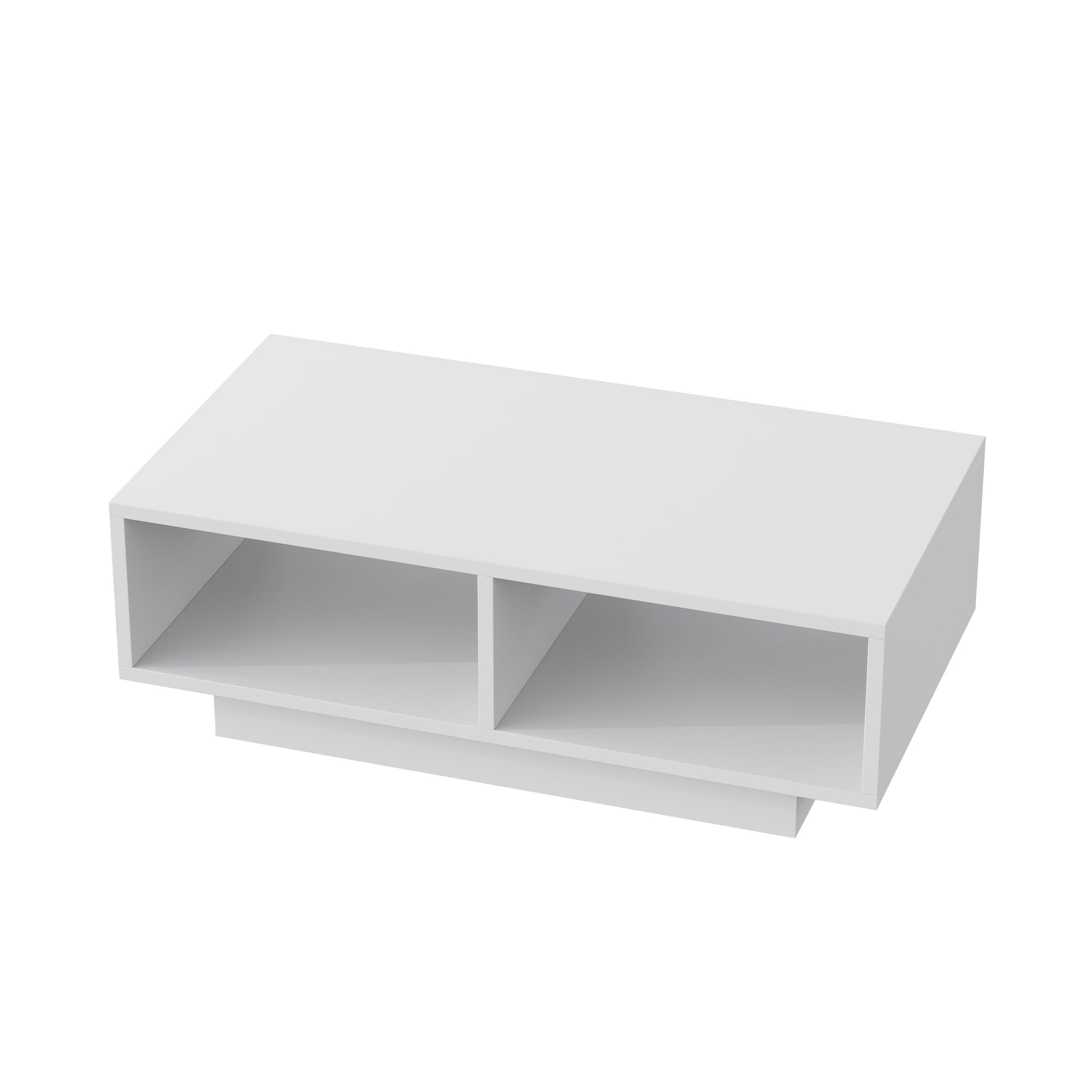 Mesa de Centro Blanca, Mesa de sofá Rectangular Moderna y Elegante con 2 Compartimentos Abiertos. Ideal para Sala de Estar, Dormitorio y Oficina