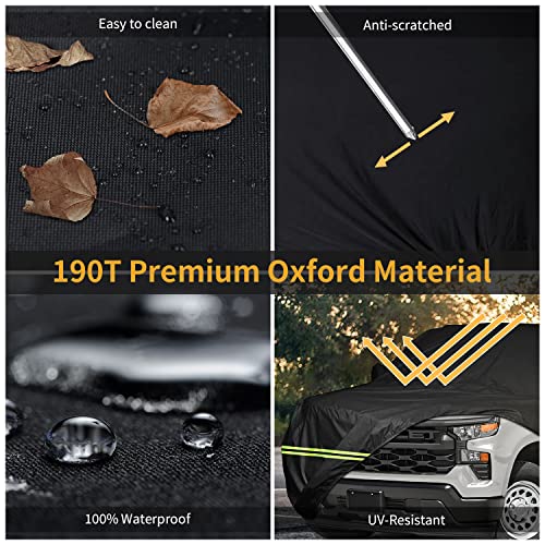 Image of Waterproof Car Cover for 1998-2022 Dodge Ram 1500 Crew Cab 5.5 ft Short Bed Truck Cover, All Weather Windproof PEVA Car Covers with Door Zipper Up to 232 inch L, for Sun Rain UV Protection