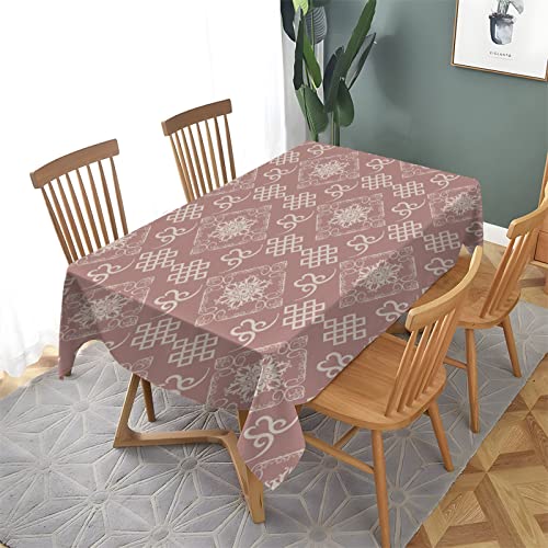 Linfye Nappe Carrée 180x180cm, Motif SyméTrique Rose Nappe Anti-Taches pour Maison Table de Cuisine, Nappe Imperméable de Table, Nappe Decoration pour Table Salon Cover