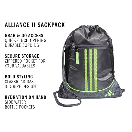 Image of adidas Unisex Alliance II Sackpack, Onix /Jersey Onix /Green, OSFA