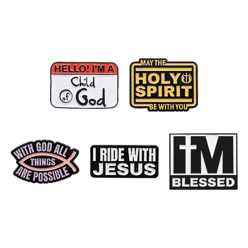 Image of May The Holy Spirit Be With You Enamel Pin Cute Christian Inspiration English Pattern Metal Christian Badge Brooch Gift