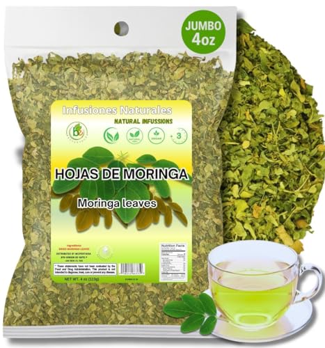 Moringa Leaf Tea – 4 oz (113 g) – 100% Natural Loose Leaf | Non-GMO, Vegan, Caffeine-Free Herbal Infusion – Dried Oleifera Leaves (Té de Hojas de Moringa) by BexpertsUSA