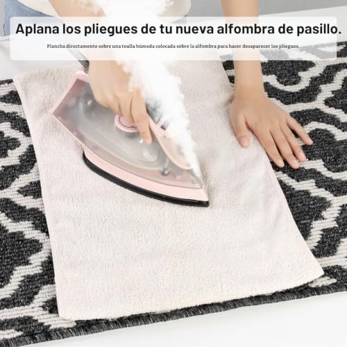 Alfombra pasillo moderna negro 66x300cm pasillo larga lavable 8